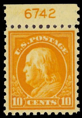 US Stamps Price Scott #433 - 1914 10c Franklin Perf 10. Daniel Kelleher Auctions, Aug 2012, Sale 631, Lot 1202