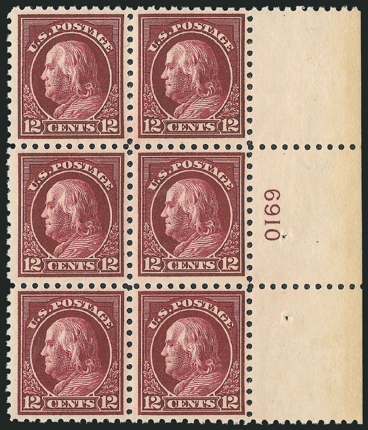 US Stamps Values Scott Catalog 435 - 1914 12c Franklin Perf 10. Robert Siegel Auction Galleries, Mar 2011, Sale 1007, Lot 2719