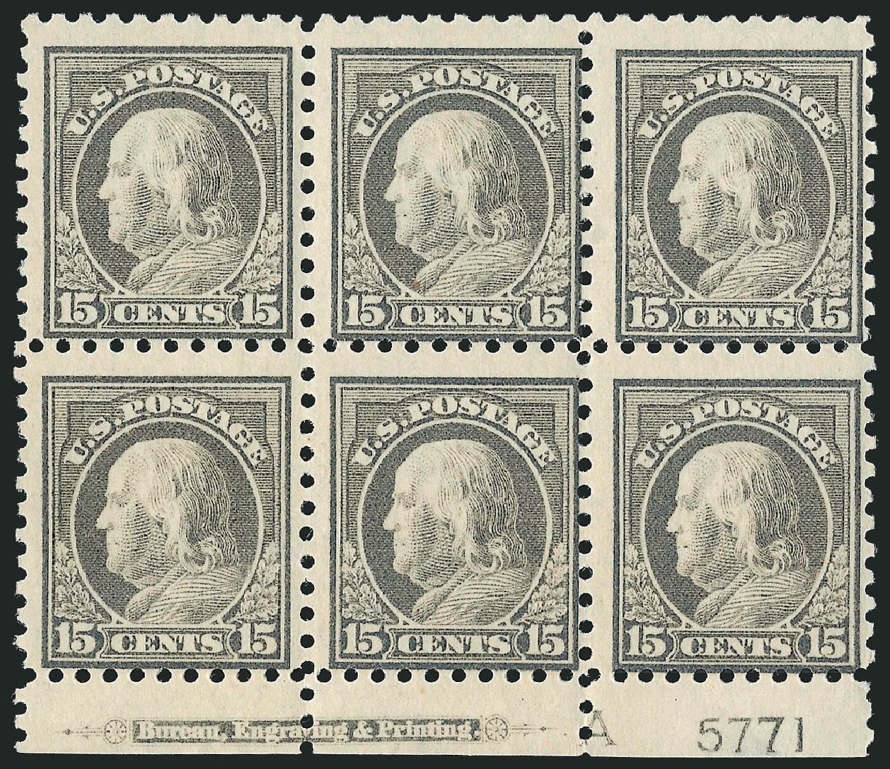 Prices of US Stamps Scott Catalogue # 437 - 15c 1914 Franklin Perf 10. Robert Siegel Auction Galleries, Jul 2014, Sale 1077, Lot 268