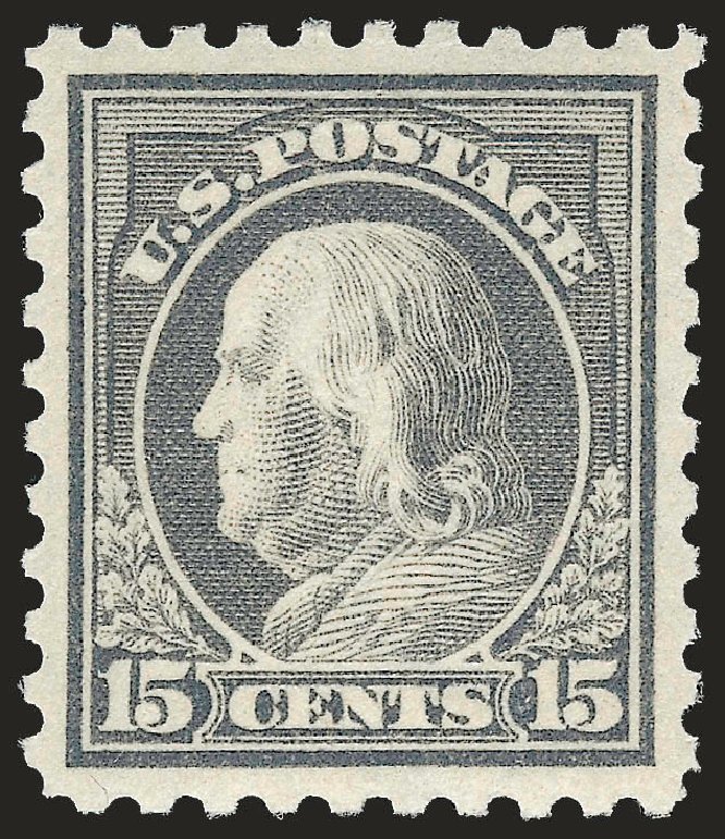 Values of US Stamp Scott Catalogue 437 - 1914 15c Franklin Perf 10. Robert Siegel Auction Galleries, Jun 2009, Sale 975, Lot 1858