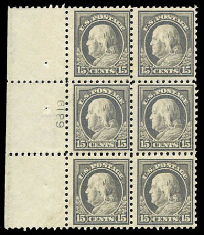 US Stamps Price Scott # 437 - 1914 15c Franklin Perf 10. Matthew Bennett International, Mar 2011, Sale 337, Lot 2910