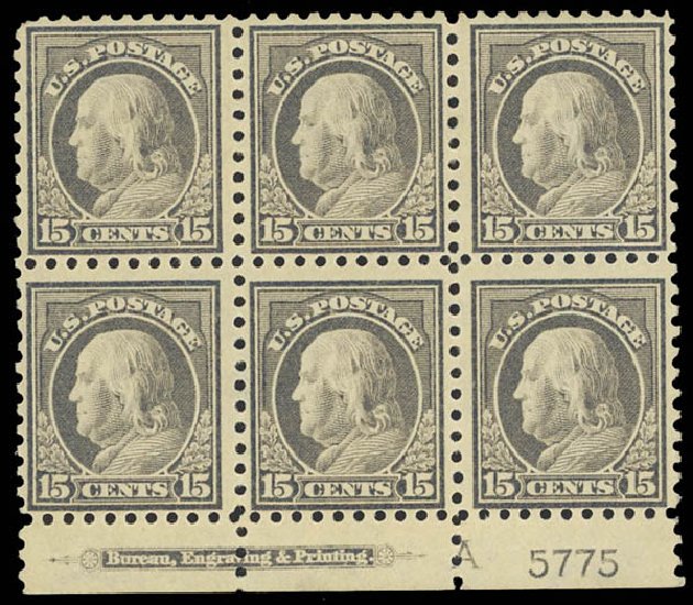 US Stamps Values Scott # 437 - 1914 15c Franklin Perf 10. Daniel Kelleher Auctions, Jan 2012, Sale 628, Lot 500