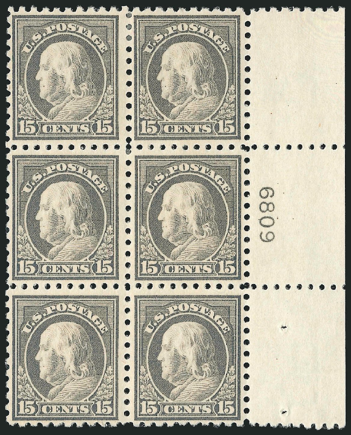US Stamps Prices Scott Catalogue 437: 1914 15c Franklin Perf 10. Robert Siegel Auction Galleries, Jul 2014, Sale 1077, Lot 270