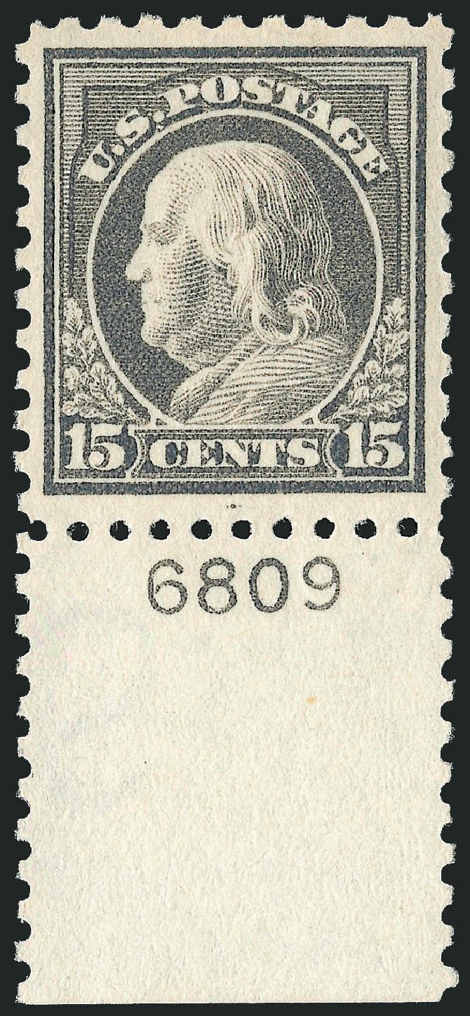 Values of US Stamp Scott Catalogue 437: 1914 15c Franklin Perf 10. Robert Siegel Auction Galleries, Jul 2013, Sale 1050, Lot 554