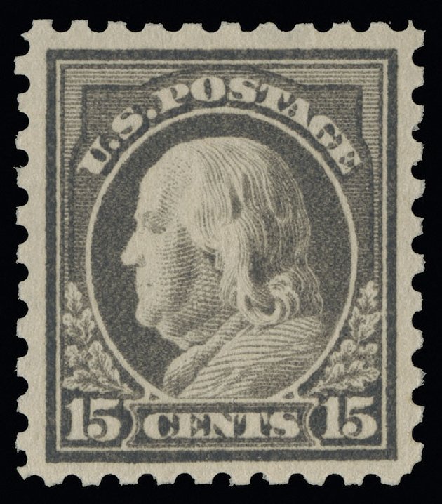 US Stamps Values Scott 437 - 15c 1914 Franklin Perf 10. Spink Shreves Galleries, Aug 2013, Sale 144, Lot 244