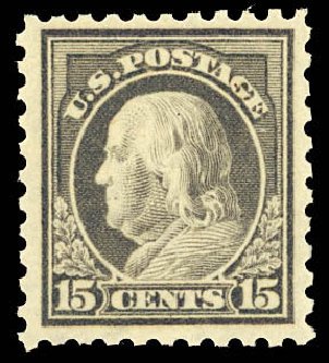 Price of US Stamp Scott Catalogue 437 - 1914 15c Franklin Perf 10. Daniel Kelleher Auctions, Dec 2012, Sale 633, Lot 772