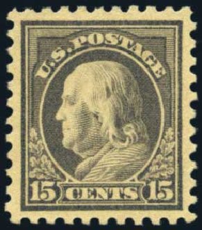 Value of US Stamp Scott Catalog 437: 15c 1914 Franklin Perf 10. Harmer-Schau Auction Galleries, Aug 2012, Sale 94, Lot 1553