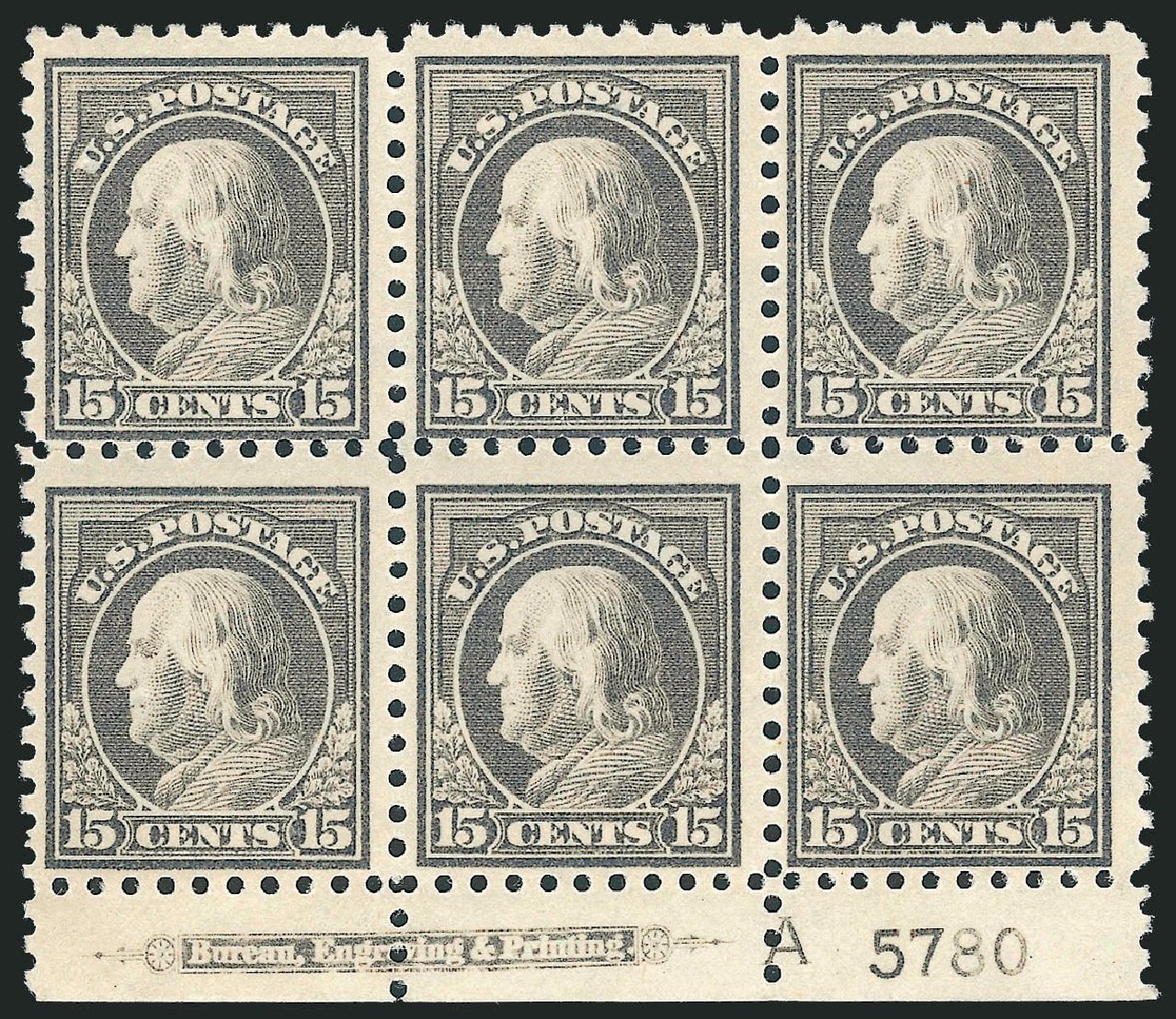 Cost of US Stamp Scott Catalog 437 - 15c 1914 Franklin Perf 10. Robert Siegel Auction Galleries, Dec 2012, Sale 1037, Lot 2056