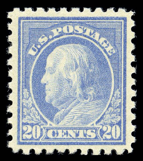US Stamps Value Scott Cat. # 438 - 1914 20c Franklin Perf 10. Matthew Bennett International, Sep 2010, Sale 331, Lot 727