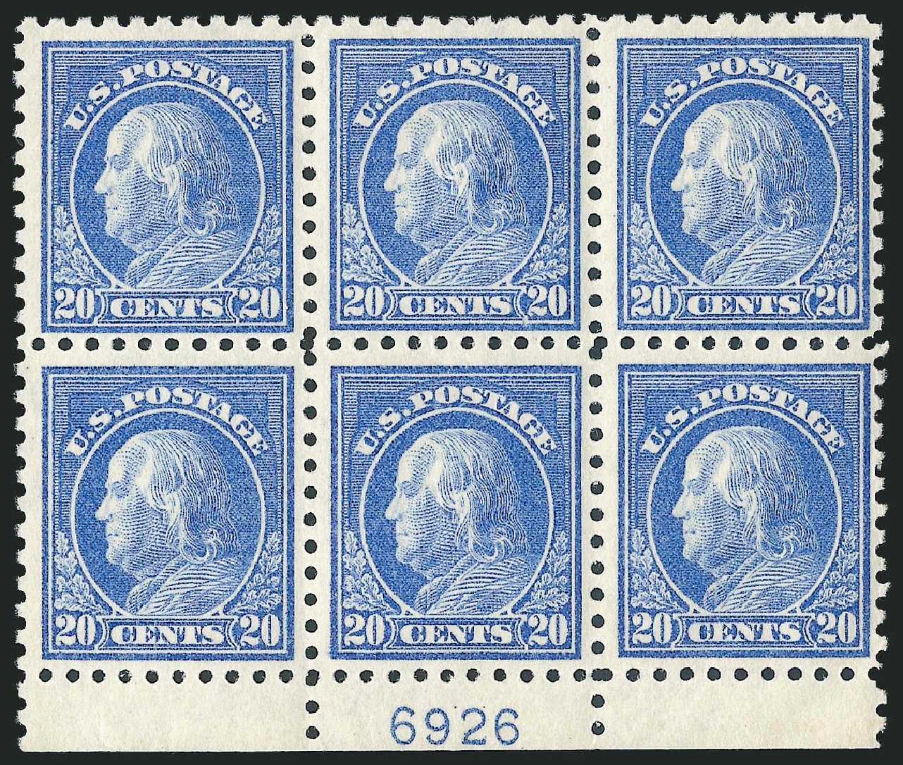 Values of US Stamps Scott Catalog 438 - 1914 20c Franklin Perf 10. Robert Siegel Auction Galleries, Dec 2012, Sale 1037, Lot 2057