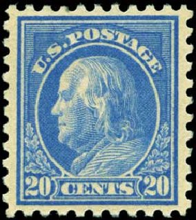 Price of US Stamps Scott Catalogue 438 - 1914 20c Franklin Perf 10. Harmer-Schau Auction Galleries, Feb 2012, Sale 92, Lot 1148