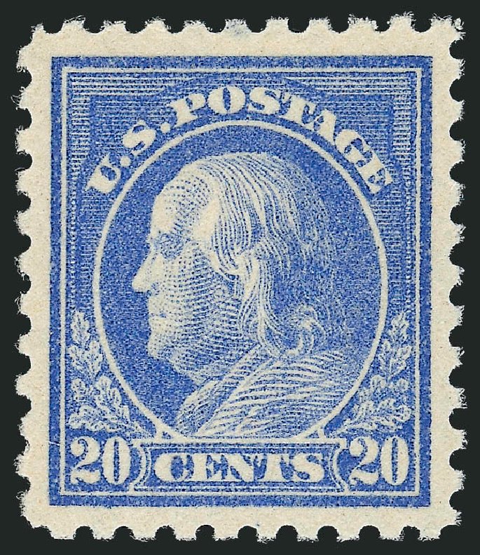 Value of US Stamp Scott Catalogue 438: 20c 1914 Franklin Perf 10. Robert Siegel Auction Galleries, Oct 2010, Sale 997, Lot 5988