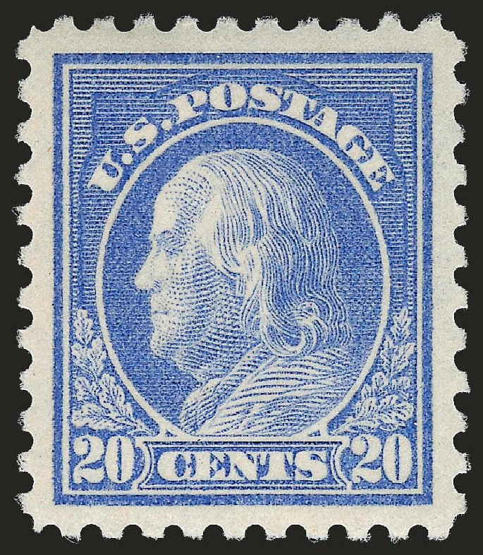 US Stamps Value Scott Cat. # 438: 20c 1914 Franklin Perf 10. Robert Siegel Auction Galleries, Jun 2009, Sale 975, Lot 1859