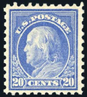Costs of US Stamp Scott Catalogue 438: 1914 20c Franklin Perf 10. Harmer-Schau Auction Galleries, Feb 2009, Sale 80, Lot 1320