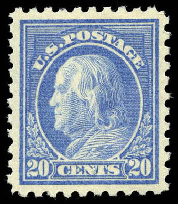 Cost of US Stamps Scott Cat. # 438: 20c 1914 Franklin Perf 10. Matthew Bennett International, Mar 2011, Sale 337, Lot 2911