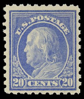 Prices of US Stamps Scott Cat. # 438: 20c 1914 Franklin Perf 10. Daniel Kelleher Auctions, Oct 2012, Sale 632, Lot 1354