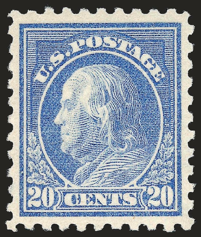 Costs of US Stamps Scott # 438 - 20c 1914 Franklin Perf 10. Robert Siegel Auction Galleries, Apr 2009, Sale 972, Lot 3335