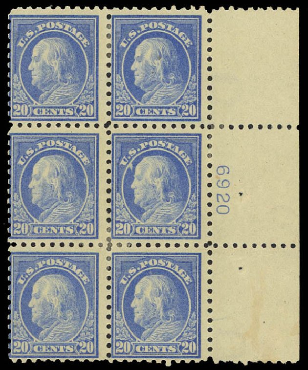 US Stamps Value Scott Cat. 438 - 1914 20c Franklin Perf 10. Daniel Kelleher Auctions, Aug 2012, Sale 631, Lot 1212