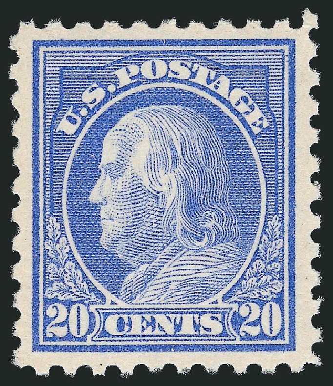 US Stamp Value Scott Cat. #438: 1914 20c Franklin Perf 10. Robert Siegel Auction Galleries, Oct 2011, Sale 1014, Lot 1913