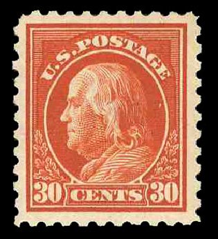 US Stamps Prices Scott Catalogue 439: 1914 30c Franklin Perf 10. Cherrystone Auctions, Jun 2009, Sale 200906, Lot 187