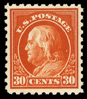 Price of US Stamp Scott Catalogue 439 - 30c 1914 Franklin Perf 10. Cherrystone Auctions, Nov 2009, Sale 200911, Lot 3127