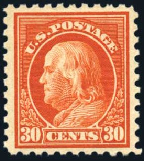 Prices of US Stamp Scott Catalog # 439 - 30c 1914 Franklin Perf 10. Harmer-Schau Auction Galleries, Feb 2010, Sale 84, Lot 1587