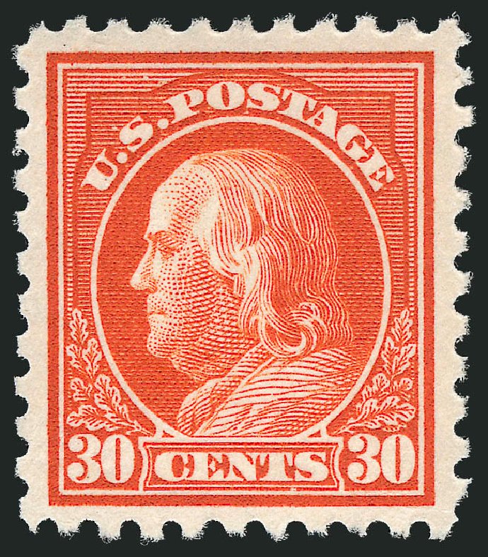 Costs of US Stamps Scott 439: 1914 30c Franklin Perf 10. Robert Siegel Auction Galleries, Oct 2011, Sale 1014, Lot 1917