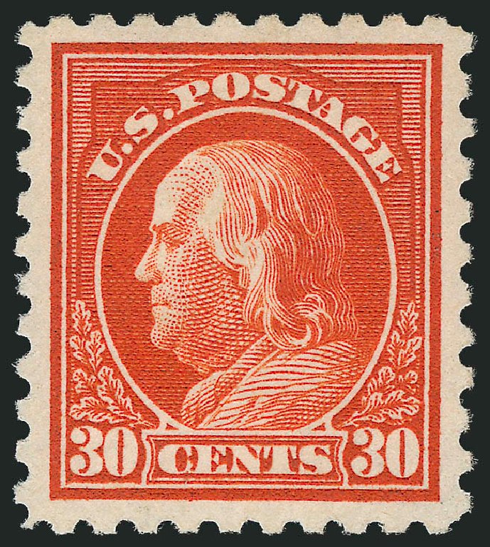 Costs of US Stamps Scott Catalog 439 - 30c 1914 Franklin Perf 10. Robert Siegel Auction Galleries, Nov 2012, Sale 1034, Lot 408