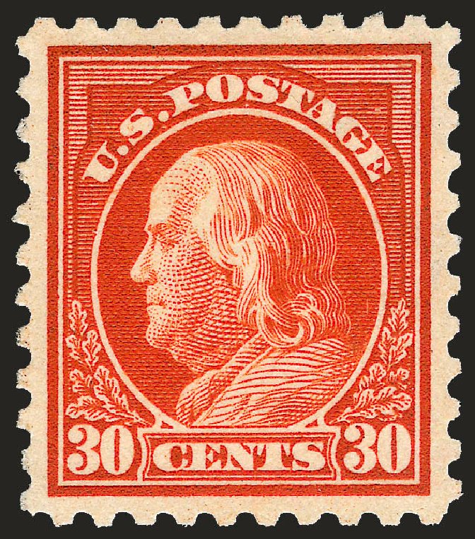 US Stamp Value Scott Cat. # 439: 1914 30c Franklin Perf 10. Robert Siegel Auction Galleries, Dec 2008, Sale 967, Lot 4769