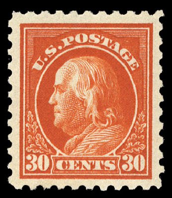 Price of US Stamp Scott Cat. 439: 30c 1914 Franklin Perf 10. Cherrystone Auctions, Sep 2008, Sale 200809, Lot 30