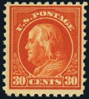 US Stamp Price Scott Catalogue # 439 - 30c 1914 Franklin Perf 10. Harmer-Schau Auction Galleries, May 2012, Sale 93, Lot 360