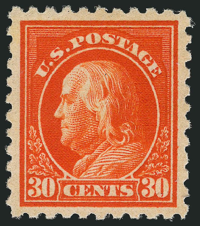 Price of US Stamps Scott Catalog # 439: 1914 30c Franklin Perf 10. Robert Siegel Auction Galleries, Dec 2013, Sale 1062, Lot 620