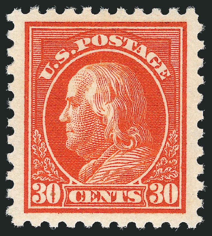 US Stamps Value Scott #439: 30c 1914 Franklin Perf 10. Robert Siegel Auction Galleries, Mar 2012, Sale 1019, Lot 811