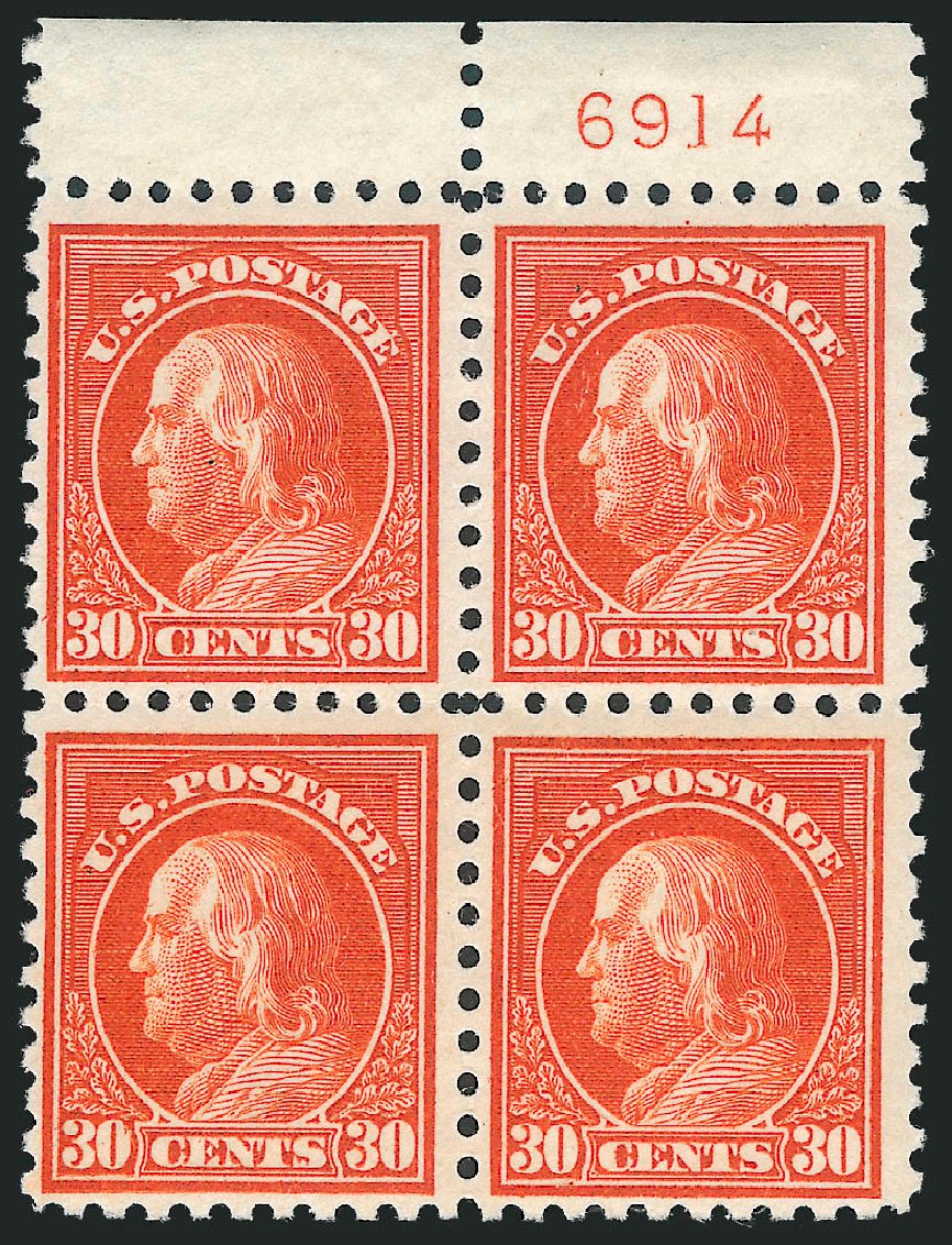 Values of US Stamp Scott Catalog 439: 30c 1914 Franklin Perf 10. Robert Siegel Auction Galleries, Mar 2013, Sale 1040, Lot 1811