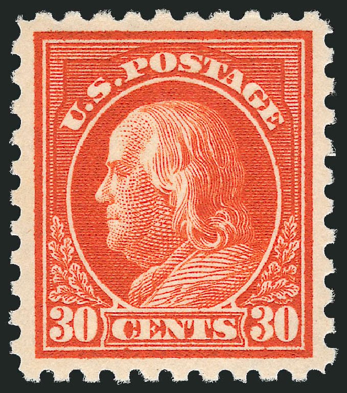 US Stamp Values Scott 439 - 30c 1914 Franklin Perf 10. Robert Siegel Auction Galleries, Jun 2009, Sale 975, Lot 1861