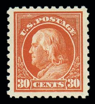 Cost of US Stamps Scott Catalog #439 - 30c 1914 Franklin Perf 10. Matthew Bennett International, Jun 2007, Sale 319, Lot 1445