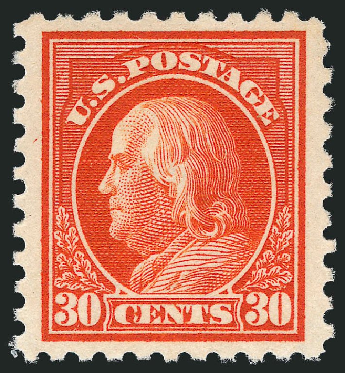 US Stamps Value Scott Catalogue #439: 30c 1914 Franklin Perf 10. Robert Siegel Auction Galleries, Oct 2011, Sale 1014, Lot 1915