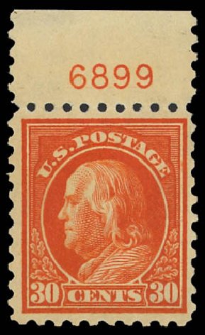 Costs of US Stamps Scott Cat. # 439 - 1914 30c Franklin Perf 10. Daniel Kelleher Auctions, Apr 2012, Sale 629, Lot 342