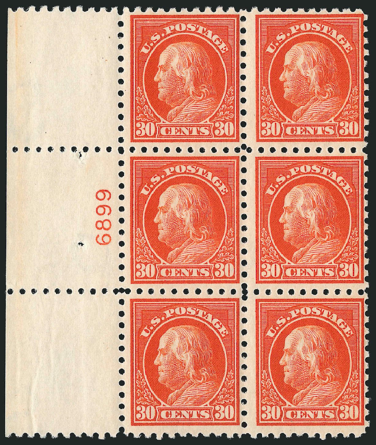 Price of US Stamp Scott #439: 1914 30c Franklin Perf 10. Robert Siegel Auction Galleries, Jul 2014, Sale 1077, Lot 272