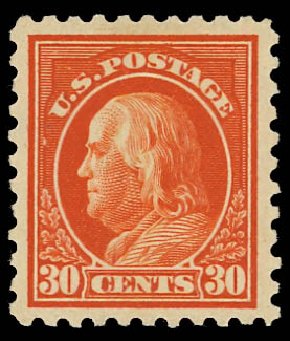 Price of US Stamps Scott Cat. #439 - 30c 1914 Franklin Perf 10. Daniel Kelleher Auctions, Jan 2012, Sale 628, Lot 503