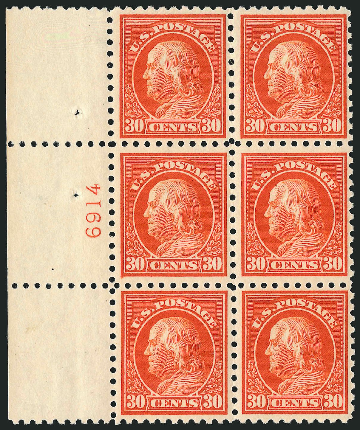 US Stamp Price Scott Cat. # 439: 1914 30c Franklin Perf 10. Robert Siegel Auction Galleries, Sep 2014, Sale 1078, Lot 533