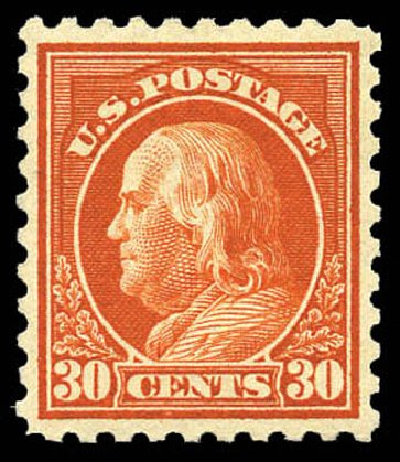Prices of US Stamp Scott Catalogue 439: 30c 1914 Franklin Perf 10. Matthew Bennett International, Mar 2011, Sale 337, Lot 2916