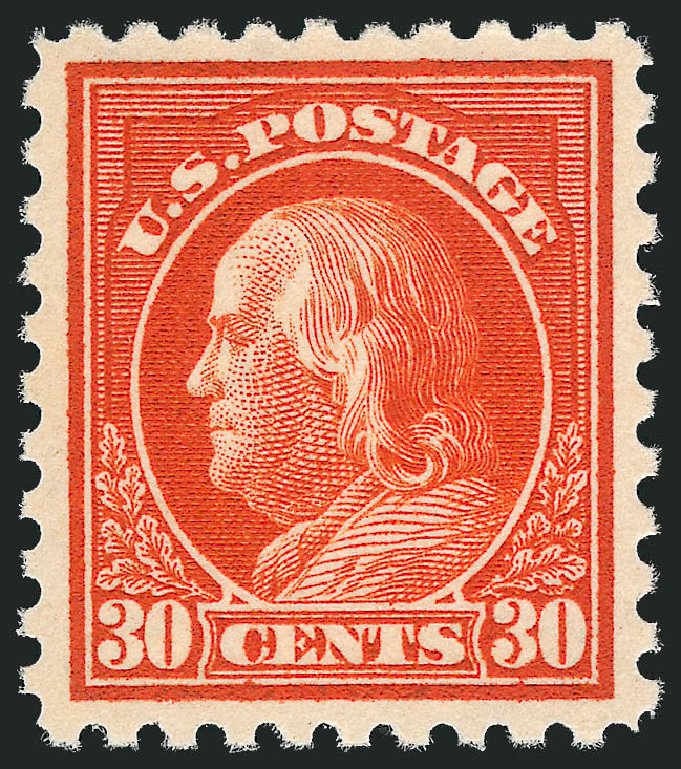US Stamps Prices Scott #439 - 30c 1914 Franklin Perf 10. Robert Siegel Auction Galleries, Oct 2011, Sale 1014, Lot 1916
