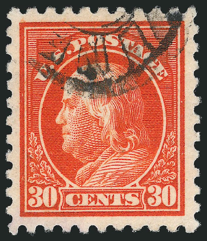 US Stamp Values Scott Catalog # 439: 1914 30c Franklin Perf 10. Robert Siegel Auction Galleries, Oct 2012, Sale 1032, Lot 3536