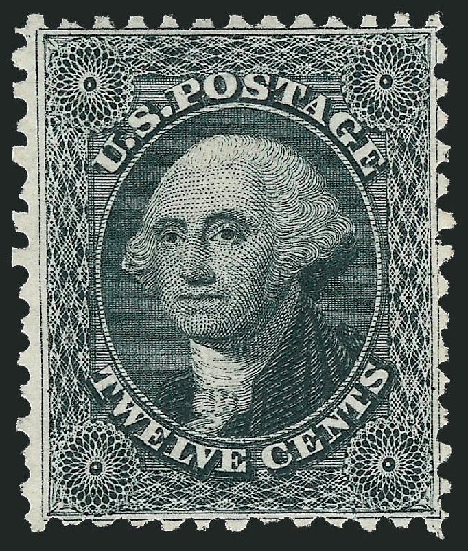 US Stamp Values Scott Catalog #44: 1875 12c Washington Reprint. Robert Siegel Auction Galleries, Feb 2010, Sale 983, Lot 37