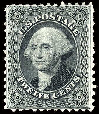 US Stamps Prices Scott Catalog 44: 1875 12c Washington Reprint. Cherrystone Auctions, Nov 2008, Sale 200811, Lot 1030