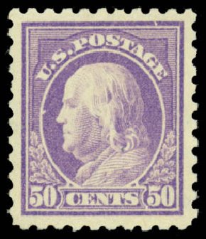 Value of US Stamps Scott Catalog # 440: 50c 1915 Franklin Perf 10. Daniel Kelleher Auctions, Mar 2014, Sale 648, Lot 2167