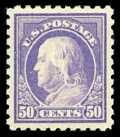 Value of US Stamps Scott Cat. 440: 1915 50c Franklin Perf 10. Matthew Bennett International, Feb 2012, Sale 340, Lot 458