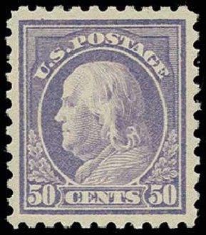 Values of US Stamp Scott Catalogue # 440: 50c 1915 Franklin Perf 10. H.R. Harmer, Jun 2013, Sale 3003, Lot 1308