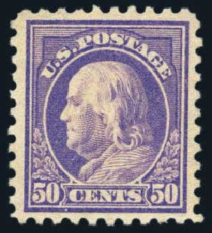Price of US Stamps Scott Catalog # 440 - 1915 50c Franklin Perf 10. Harmer-Schau Auction Galleries, Aug 2014, Sale 102, Lot 2020